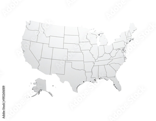 Map of united states outline showing state boundaries with a pale gray style