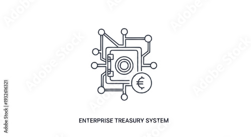 Digital Enterprise Treasury System with Euro Symbol and Circuit Board.