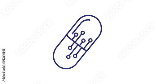 Digital Pill Icon Representing Futuristic Medicine Technology.