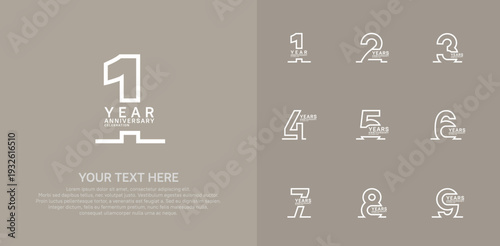 Anniversary logo set vector design, white color for celebration event