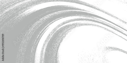 Abstract grey brush strokes forming curved lines on a white background