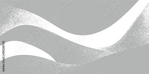 Abstract flowing white shapes against a speckled gray background