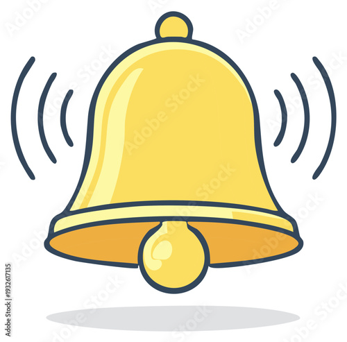 Yellow bell ringing illustration notification concept