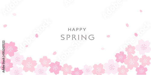 春のバナーイラスト　春の背景イラスト　桜のバナー　ピンク　春素材　