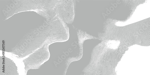 Abstract pattern of white dots forming contours on a gray background