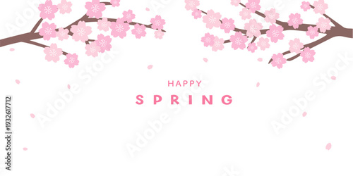 春のバナーイラスト　春の背景イラスト　桜のバナー　ピンク　春素材　