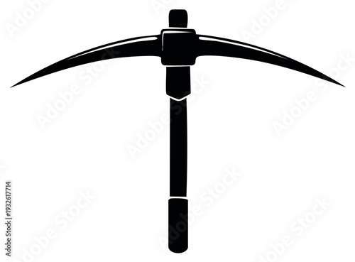 Black silhouette of a pickaxe isolated on a white background