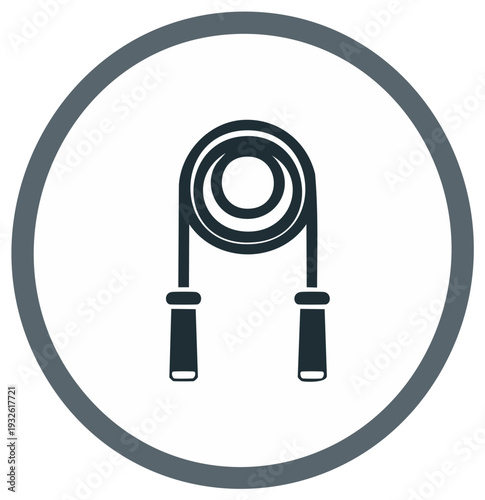 Hand Grip Exerciser Icon inside Circle Frame, Tool for Grip Strength Training and Muscular Development