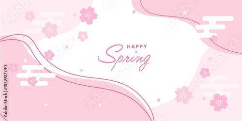 春のバナーイラスト　春の背景イラスト　桜のバナー　ピンク　春素材　