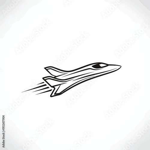 Sleek Futuristic Jetliner Ascending with Speed Lines.