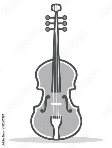 Vector illustration of a classical stringed musical instrument, the viola, in grey tones