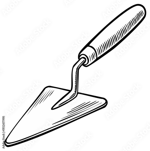 Illustration of a Hand Trowel, Construction Tool for Mortar, Isolated