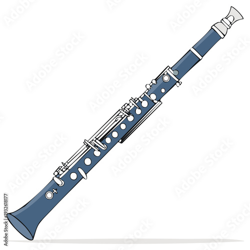 Blue Clarinet Vector Illustration Musical Instrument Isolated Object