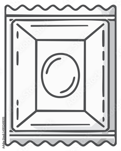 Condom in wrapper line art icon for safe sex and contraception concepts