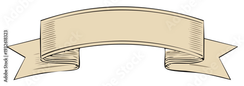 Illustration of a Beige Scroll Banner with Text Space