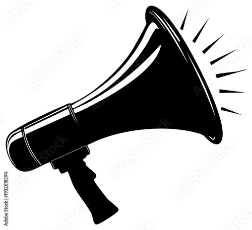 Black Silhouette Megaphone Amplifying Sound Waves