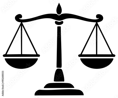 Black Silhouette Scales of Justice Symbol Representing Law Balance and Fairness