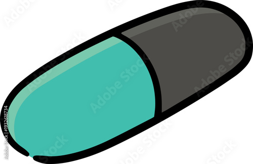 Hand drawn illustration of medicine capsule
