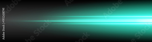 Abstract dark background with glowing turquoise horizontal light beams and subtle lens flare. Smooth gradient fade to black, cinematic sci-fi style, perfect for tech, energy, futuristic