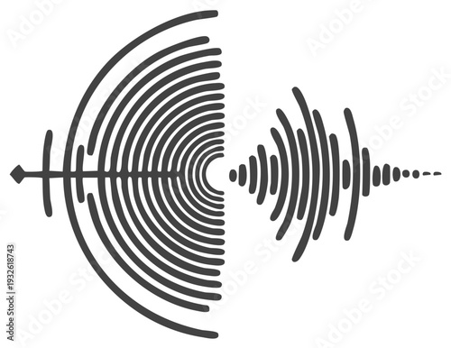 Abstract Sound Waveform and Circular Pattern Symbol