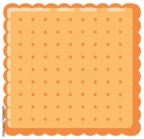 Delicious square cracker biscuit snack food illustration with scalloped edges and dotted texture design