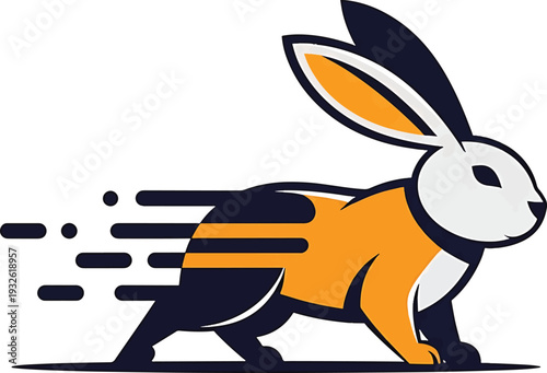 Speedy Rabbit Logo Design with Dynamic Motion Effect.