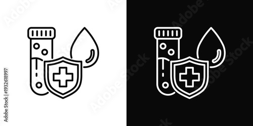 Diagnostic Blood Test Icon In Black And White Style