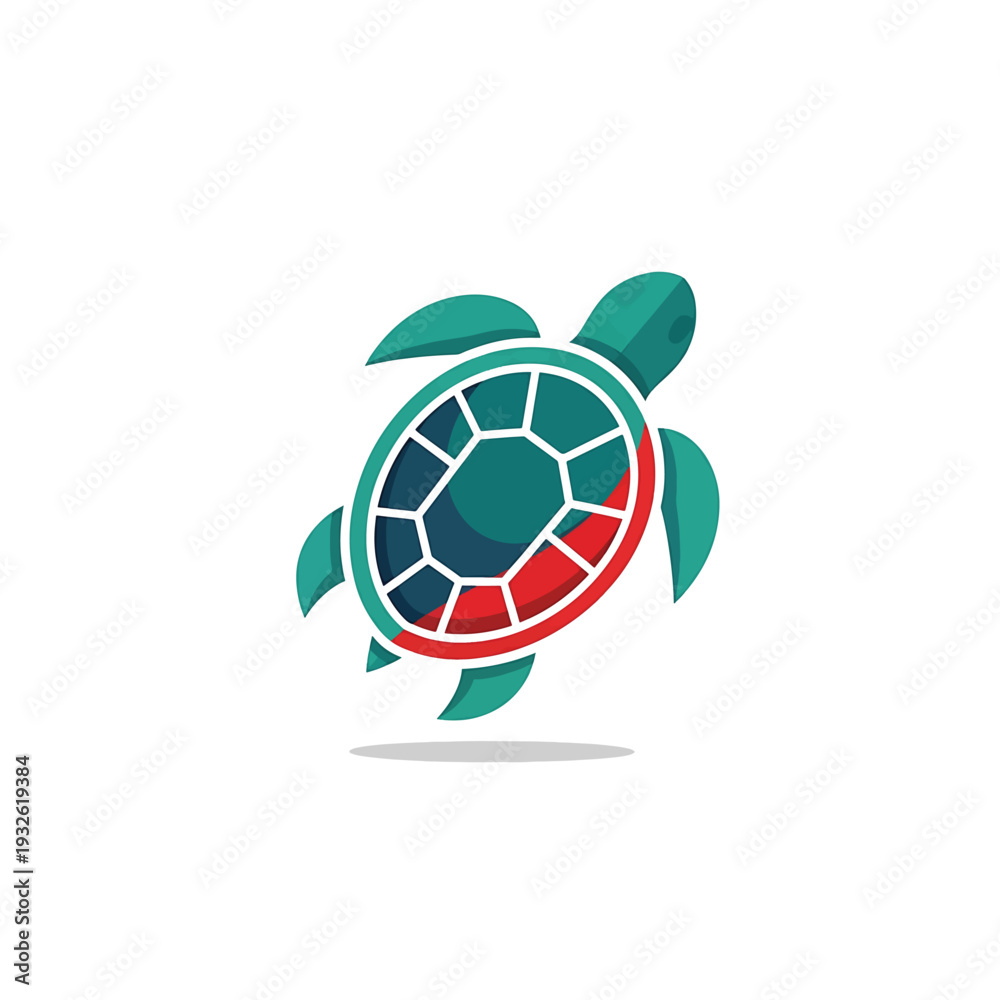 Obraz premium Stylized Geometric Turtle Logo Design.