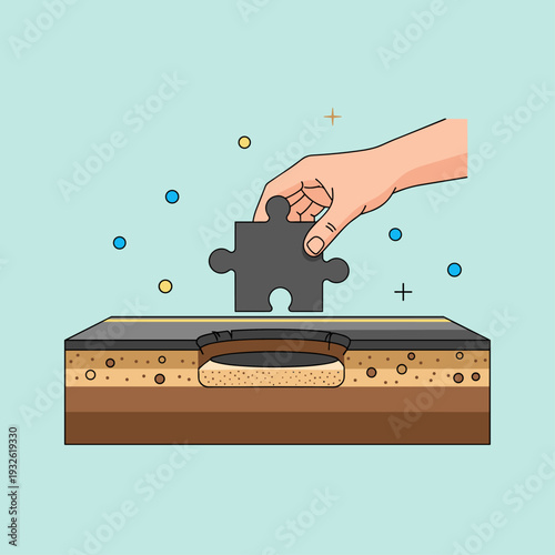 Modern Flat Vector Illustration of Conceptual Road Pothole Repair