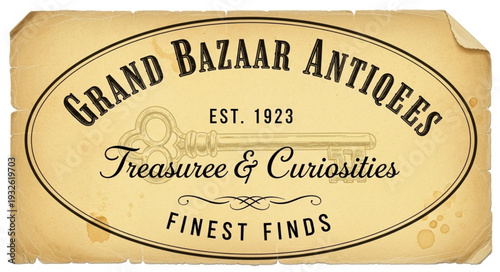 Grand Bazaar Antiques - Vintage Sign for Treasures and Curiosities.