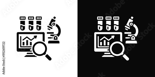 Lab Analysis Icon In Black And White Style