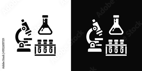 Medical Laboratory Icon In Black And White Style