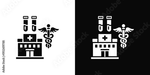 Clinical Laboratory Icon In Black And White Style