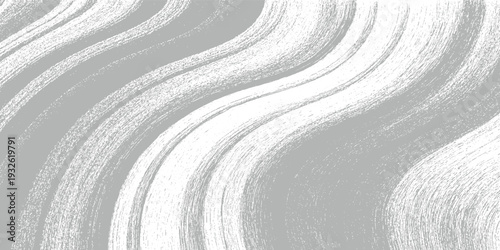Gray and white textured brush strokes forming curved lines and waves