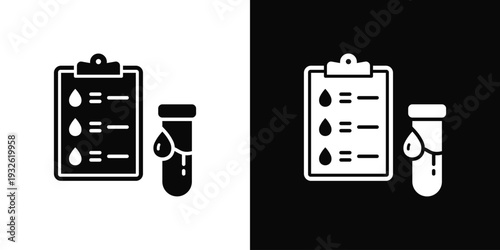 Clinical Blood Test Icon In Black And White Style