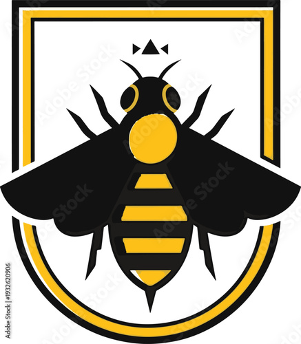 Stylized Bee Emblem with Black and Yellow Colors.