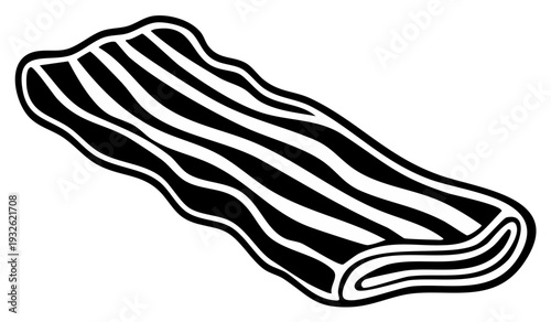 Black and White Outline of a Streaky Bacon Strip