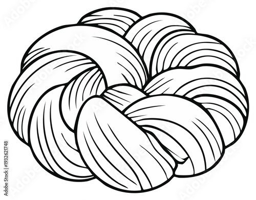 Braided Hair Hairstyle Knot: Stylized Lines Depicting Interwoven Locks for Creative Design Use, Hairdo