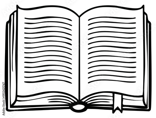 Open book with blank pages and bookmark vector illustration