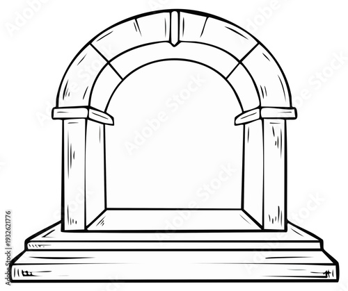 Stone archway architectural drawing sketch