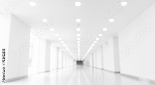 Modern empty white corridor interior.