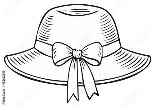 Elegant Women's Hat with Bow Graphic Vector Illustration