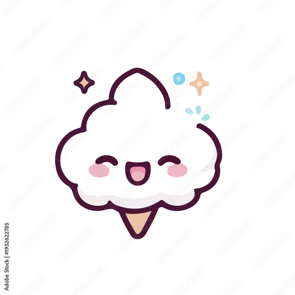 Obraz premium Kawaii Cotton Candy Icon Set Cute Pastel