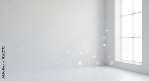 Empty White Room with Large Window.