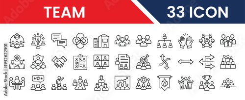 Team Vector Set Featuring People, Cooperation, and Teamwork Elements for Web and App Design