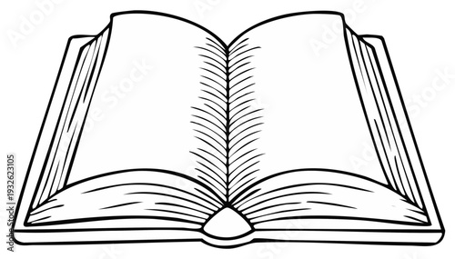 Open book illustration with blank pages for content insertion in graphic designs or educational materials