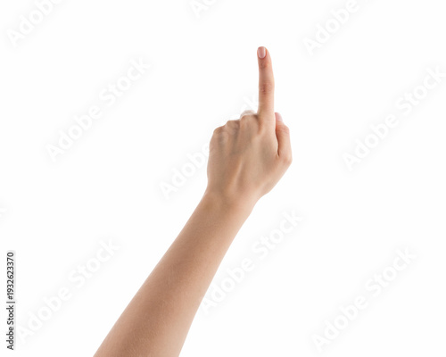 Wallpaper Mural Young woman hand touch gesture for screen or something similar isolated Torontodigital.ca