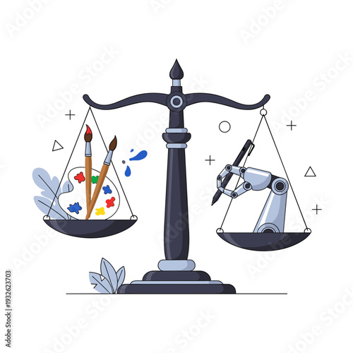 AI Versus Artist Copyright Lawsuit Vector Concept Illustration