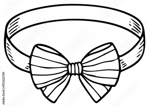 Hand drawn illustration of a simple bow headband for babies and children