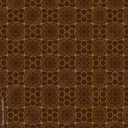 Elegant Brown and Gold Seamless Geometric Star Pattern